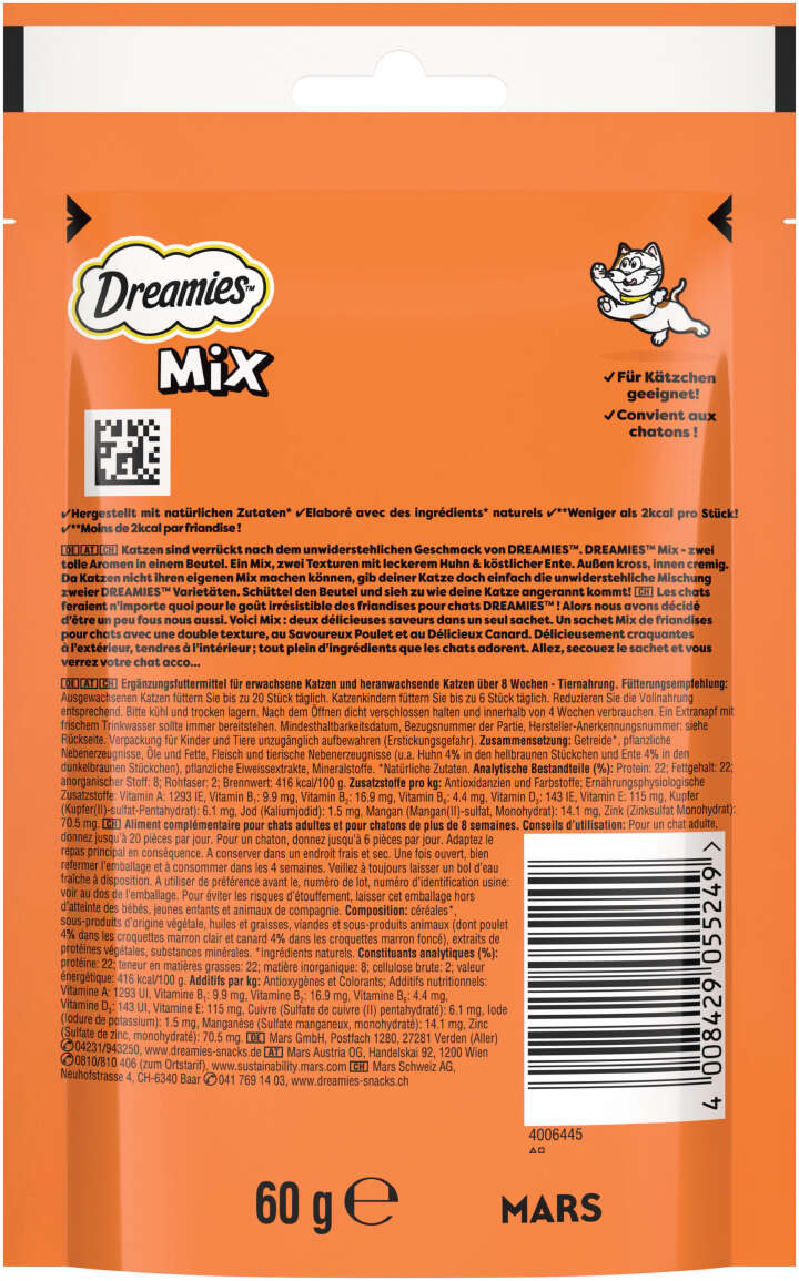 Dreamies Katzenleckerli Mix Huhn & Ente